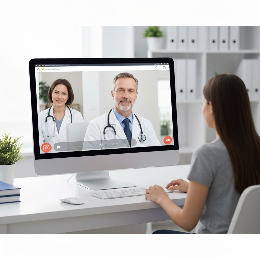 Een arts voert een videoconsult met een dove patiënt via een platform met ondertiteling.